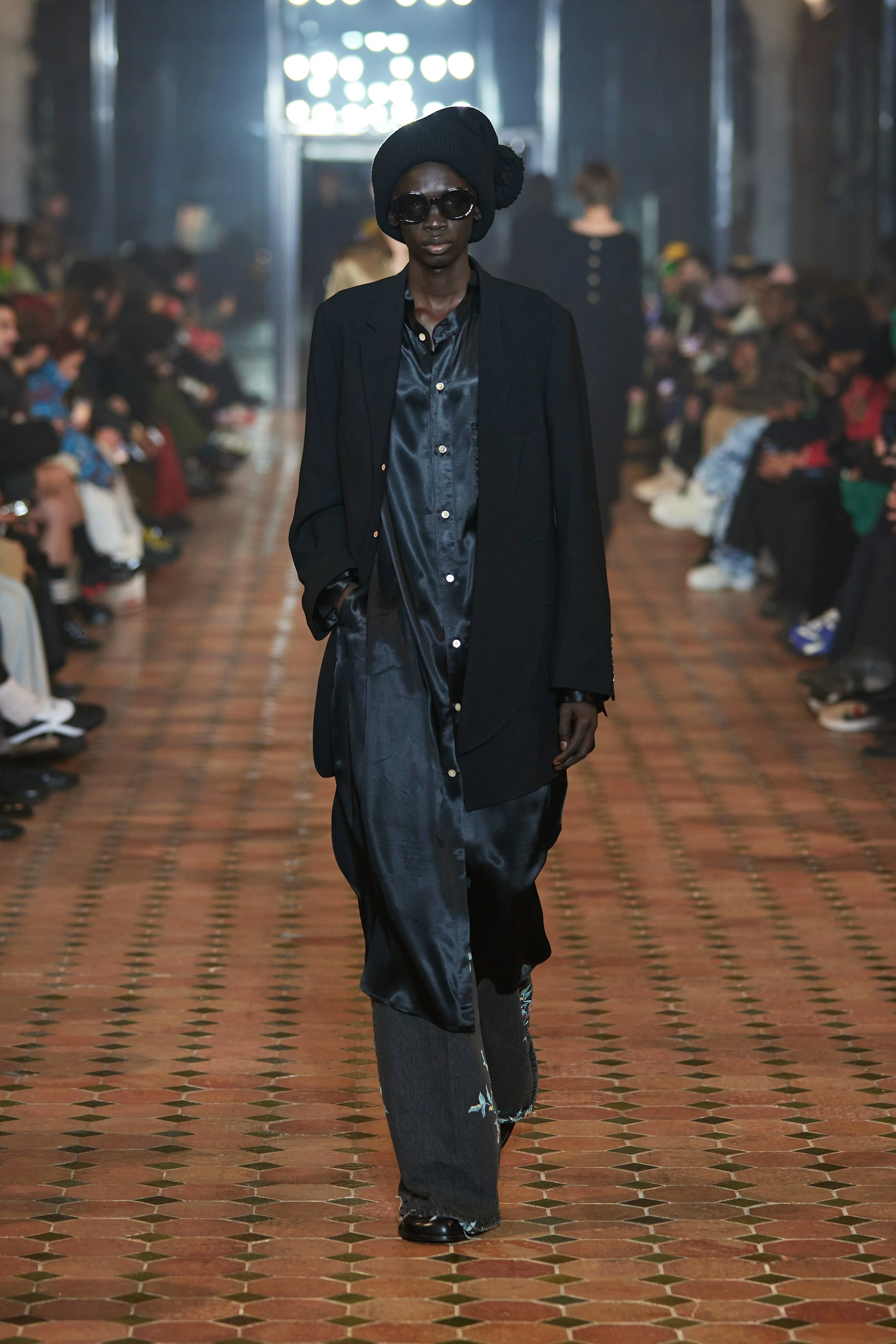 BED J.W. FORD ノーカラー リボン シャツ ブラック BED J.W. FORD ノーカラー リボン シャツ ブラック BED J.W. FORD ノー